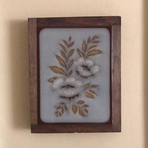 Vintage 70s Floral Framed Wall Art